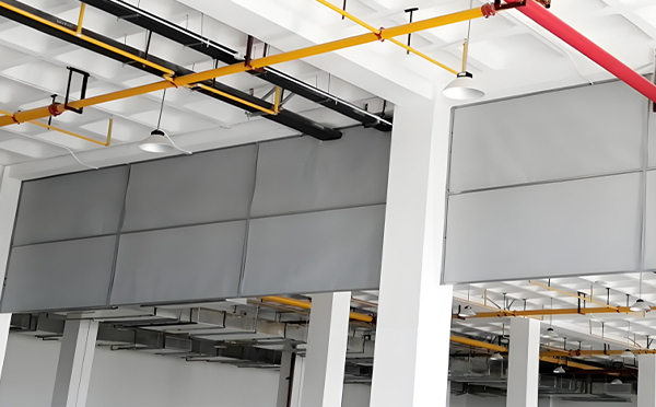 商场防烟分区常闭节点：和布克赛尔挡烟垂壁高度与控制器接线图解